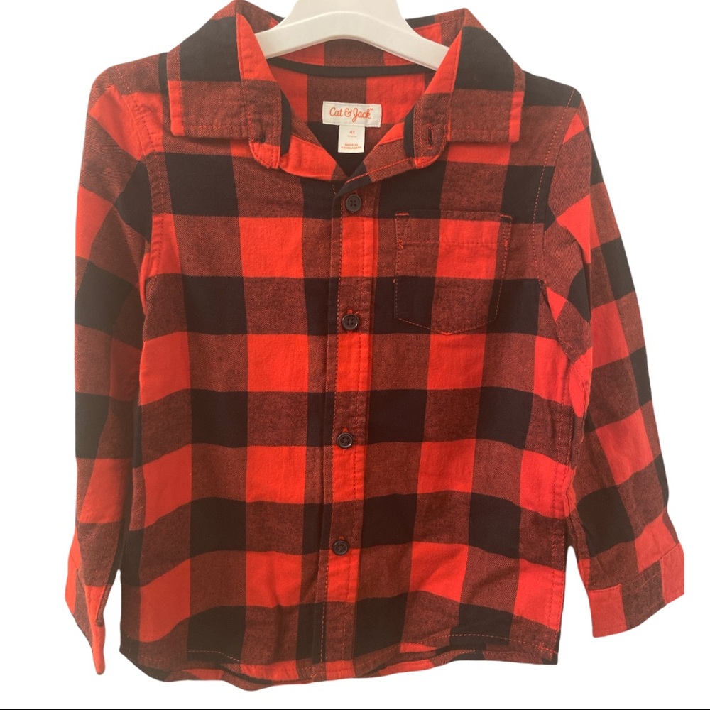 Toddler Red and Black Button Down Flannel - 4T